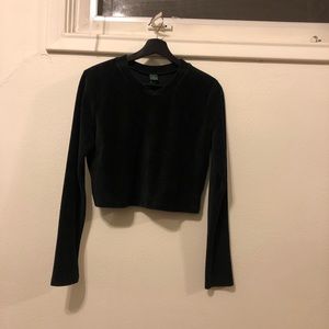 off-black velvet crop top